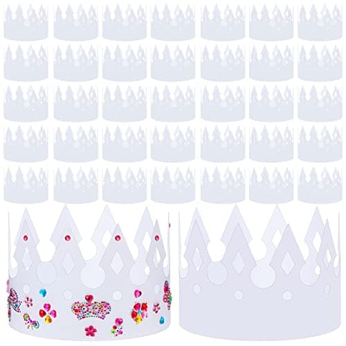 200 pcs white paper crowns for kids' birthday parties and baby showers (classic style)