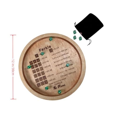 Classic Wooden Dice Tray for Farkle & Other Dice Games (Tray + 2 Dice)