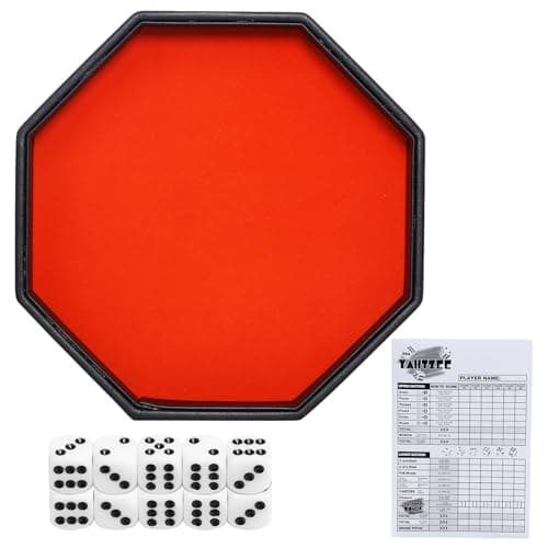 Octagon Dice Rolling Tray Set with PU Leather Velvet (Green)