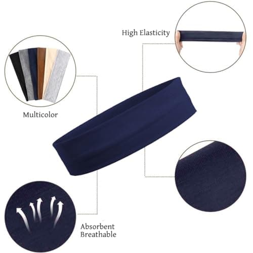 10 Pack Non-Slip Sport Headbands for Women, Soft Stretchy Yoga & Outdoor Exercise Hair Bands
