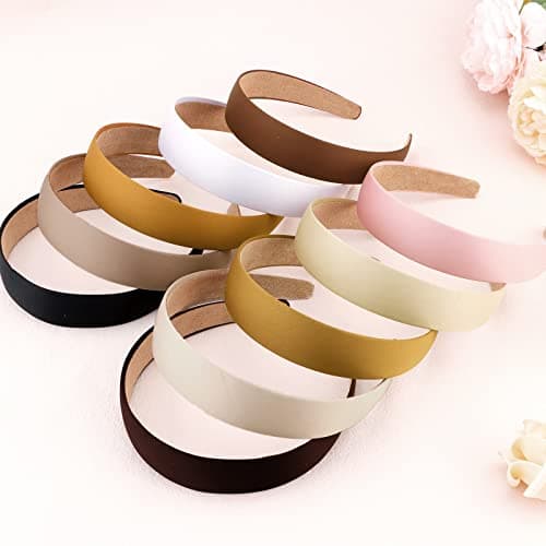 Wecoe 10 Pack Satin Headbands for Women and Girls