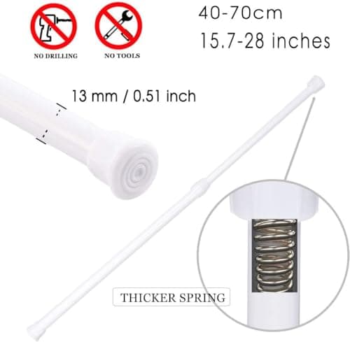 Adjustable Tension Curtain Rod for Windows, Cabinets, Blinds, Closets, Bedrooms, Kitchens, and Bathrooms
