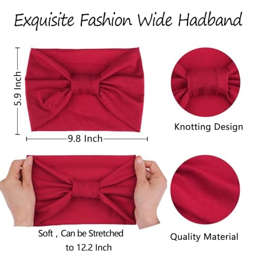 XTREND 4 Packs Wide Elastic Knotted Headbands Bohemian Style+='