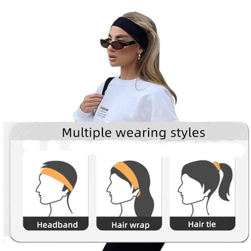 10 Pack Non-Slip Sport Headbands for Women, Soft Stretchy Yoga & Outdoor Exercise Hair Bands
