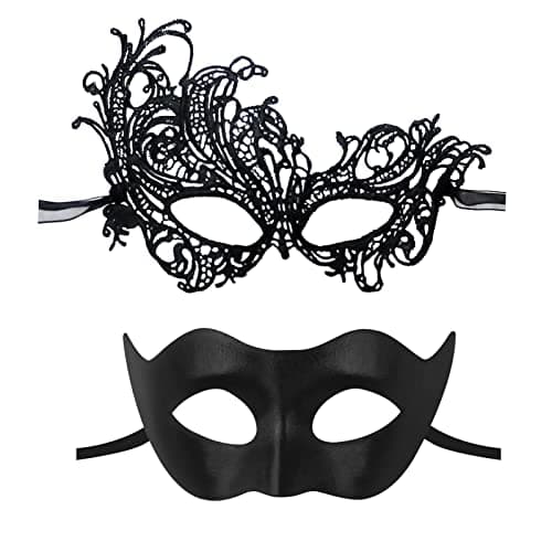 IncreDecor Couple Lace Masquerade Mask Set, Perfect for Halloween & Mardi Gras Costumes