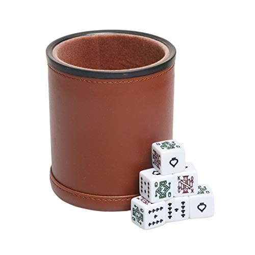 Quiet-Shaking Dice Cup Set for Yahtzee, Farkle, Liars, PU Leather & Felt-Lined