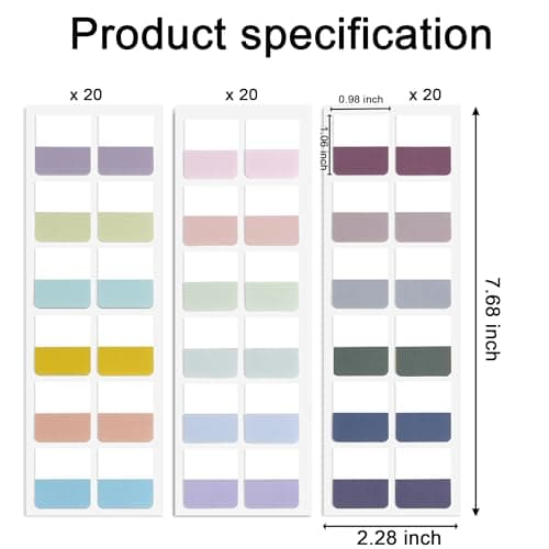 Potanro 720pcs Colorful Writable Book Tabs for Notebooks & Filing