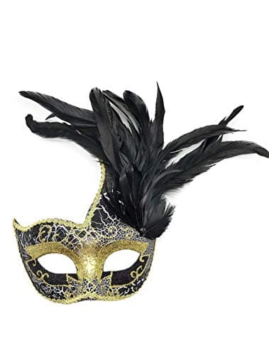 Coolwife Feather Masquerade Mask for Halloween and Cosplay