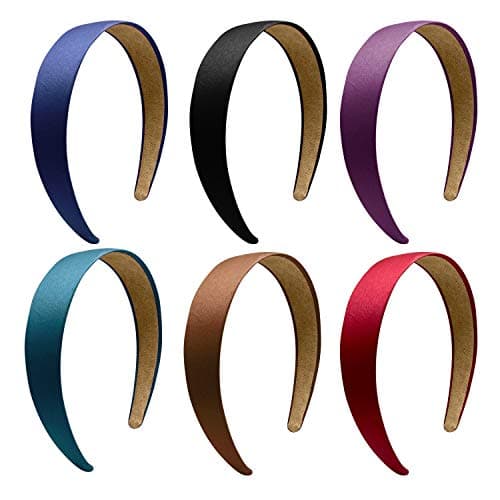 Satin 1.2 Inch Black Antiskid Hair Bands, 6 Pcs for Ladies and Girls