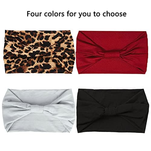 XTREND 4 Packs Wide Elastic Knotted Headbands Bohemian Style+='
