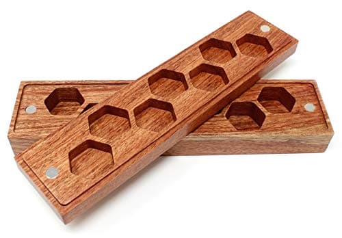 Rosewood Magnetic Dice Storage Case - Holds 7 Polyhedral Dice for DND, D&D, RPG