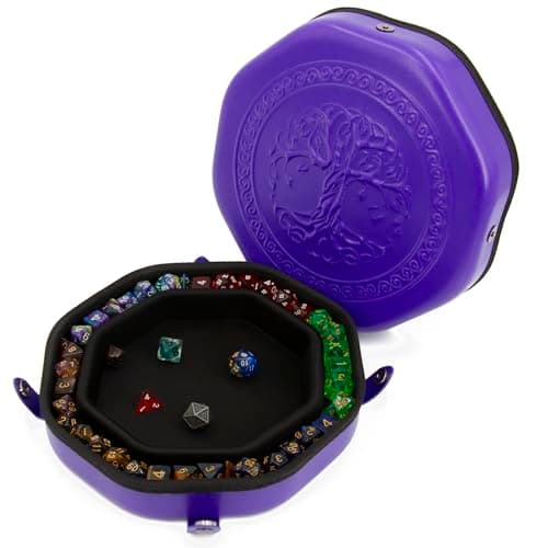CASEMATIX Dice Tray and Storage Case for 115+ RPG Dice - Magnetic Snaps, Embossed Design, Non-Scratch Interior