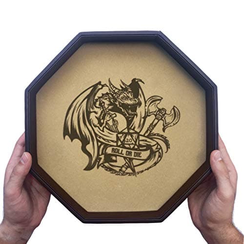ROLL OR DIE Octagon Dice Tray - 11.5" for RPGs, Board Games (DND 3.5, 5e, Cthulhu, Pathfinder, Shadowrun)