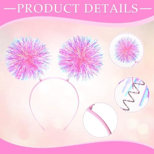 Fluffy Foil Pom Pom Headbands for Party