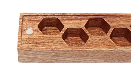 Rosewood Magnetic Dice Storage Case - Holds 7 Polyhedral Dice for DND, D&D, RPG