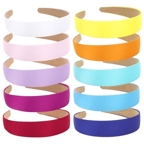 Wecoe 10 Pack Satin Headbands for Women and Girls