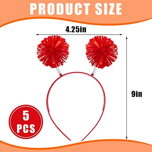 WILLBOND 5-Piece Pom Headband for Women & Adults Party Accessory