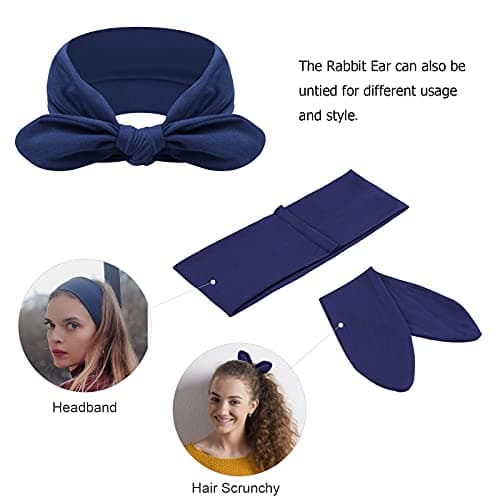 DRESHOW 4 Pack Bow Knotted Headbands for Women Running Sport Elastic Hair Wrap