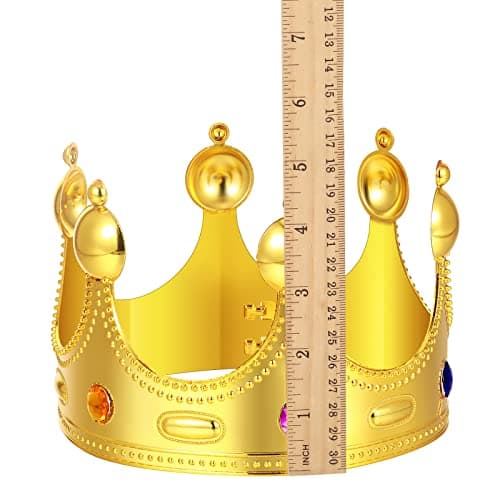 6 Pack Royal Gold Crowns King and Queen Costume Accessories for Men and Kids