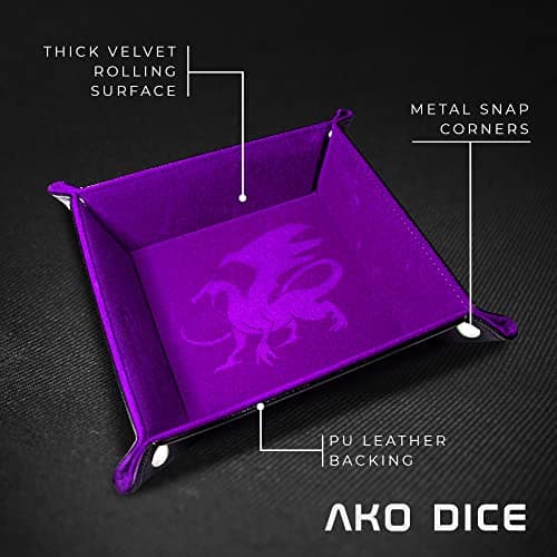 AKO Dice Purple Velvet Tray for RPG, DND, and More