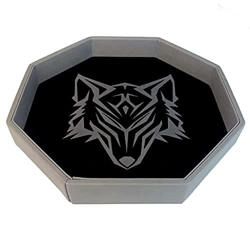 Luck Lab Black and Grey 11.5 Inch Octagonal Dice Tray with Luxurious Rolling Area