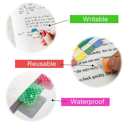 KICNIC 1 Inch Sticky Index Tabs, 480 Pieces, Self Adhesive Page Markers
