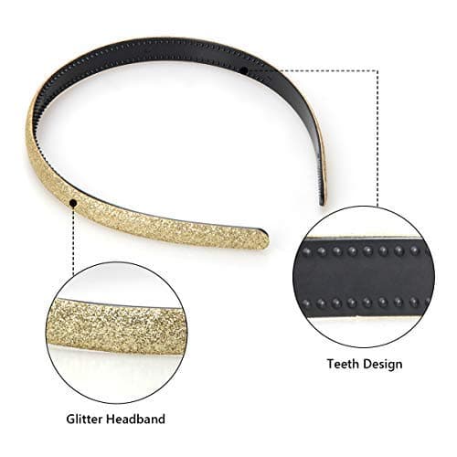 Adecco Glitter Headbands for Girls - Sparkly Colorful Plastic (10 Pcs)