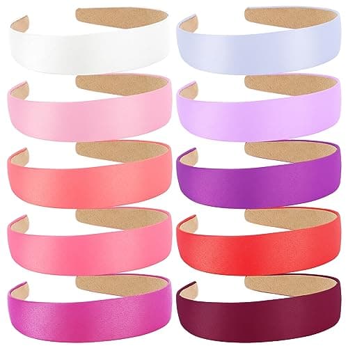 Wecoe 10 Pack Satin Headbands for Women and Girls