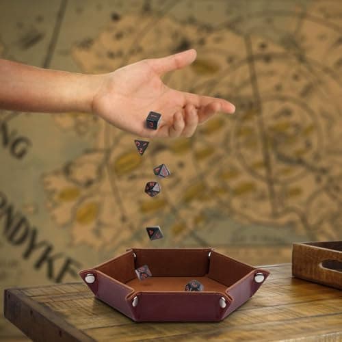 K.T. Fancy 8-Piece Folding D&D Dice Tray withPU Leather & Velvet Storage Box