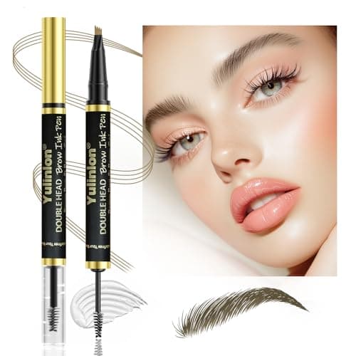 2-in-1 Dual Head Eyebrow Pen & Gel, Waterproof 3# Dark Brown