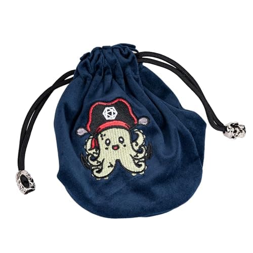 Velvet Dice Bag with Octopus Pattern for Tabletop Roleplaying Games