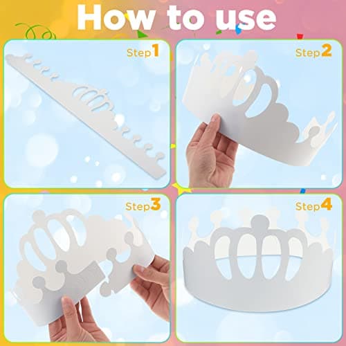 Thenshop White DIY Paper Crowns for Kids Birthday Party Decoration