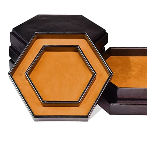 DND Dice Tray - Hexagonal Rolling & Storage, Faux Leather, Green, Compatible with D&D, MTG