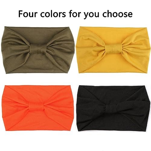 XTREND 4 Packs Wide Elastic Knotted Headbands Bohemian Style+='