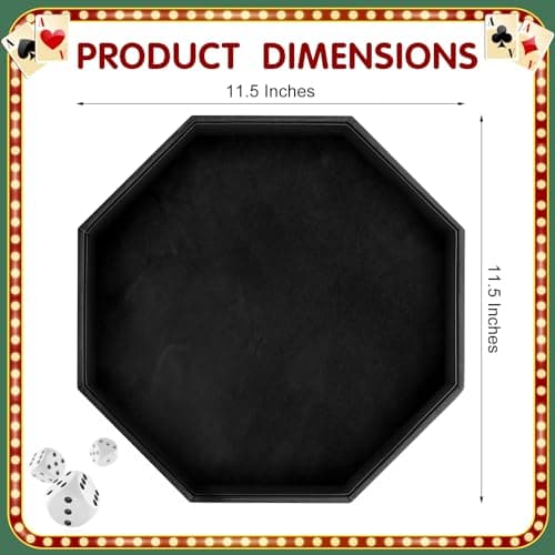 Wenqik 11.5 inch Octagon Dice Mat & Tray for Farkle & RPG Games (Black, Bluish Green)