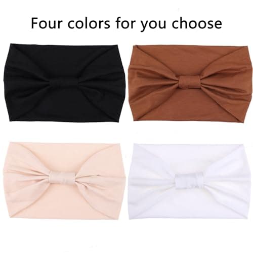 XTREND 4 Packs Wide Elastic Knotted Headbands Bohemian Style+='
