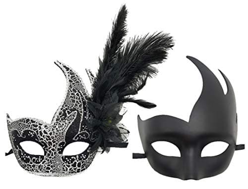 Awlsyj Women's Feather Masquerade Mask