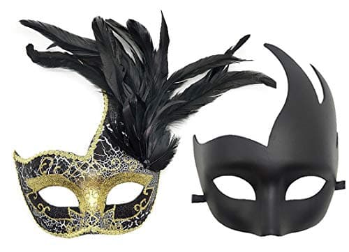 Coolwife Feather Masquerade Mask for Halloween and Cosplay