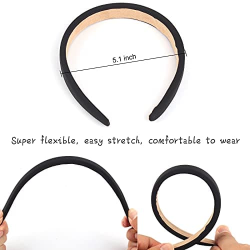 Wecoe Light Blue & Black 4 Pack Padded Headbands for Women & Girls