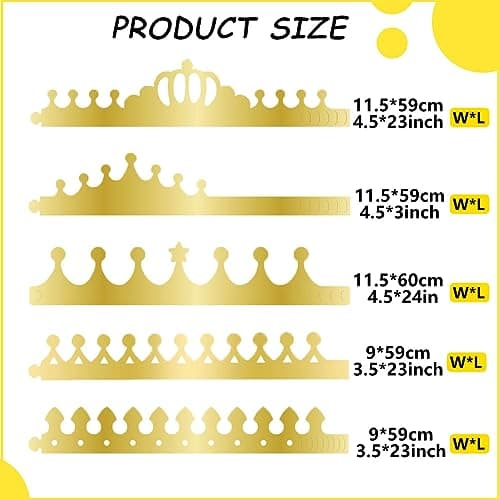 BOYIVI Jeweled Paper Crowns for Kids Birthday Hats DIY Supplies