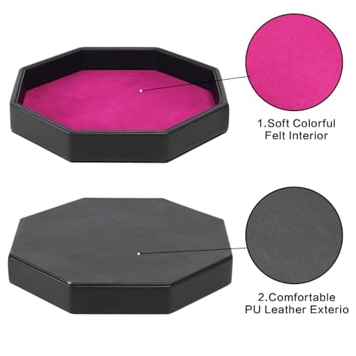 Octagon Dice Rolling Tray Set with PU Leather Velvet (Green)
