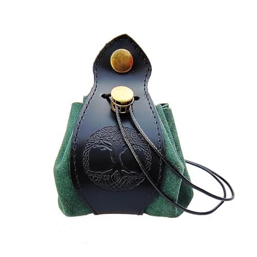 Celtic Tree DND Gifts Dice Bag - Genuine Leather Storage with Tray