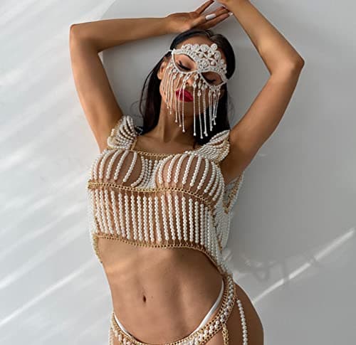 CCbodily Rhinestone Crystal Face Mask for Women Masquerade Event