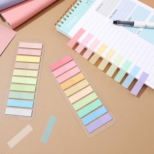 Lurrose 2400pcs Transparent Page Markers Writable & Repositionable for File Classification