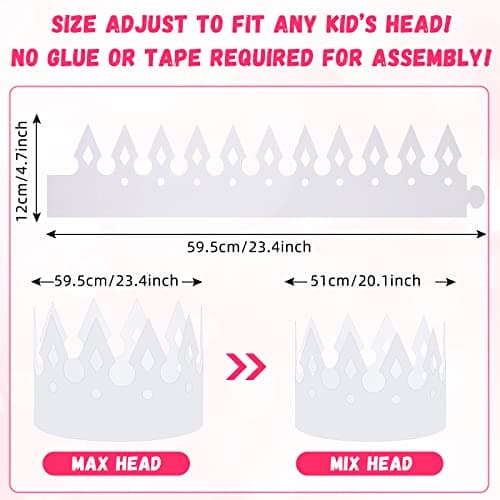 200 pcs white paper crowns for kids' birthday parties and baby showers (classic style)