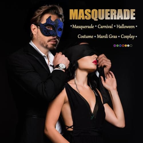 Masquerade Mask - Venetian Style for Couples, Mardi Gras & Halloween Party