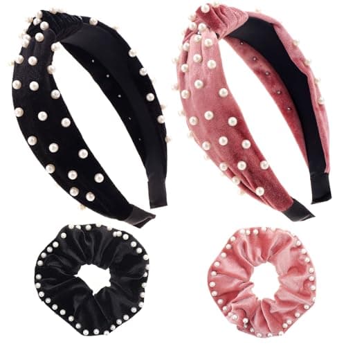 LOVNFC Girls' Colorful Wide Top Knot Headbands, 6Pcs No Slip Jewelry Embellished