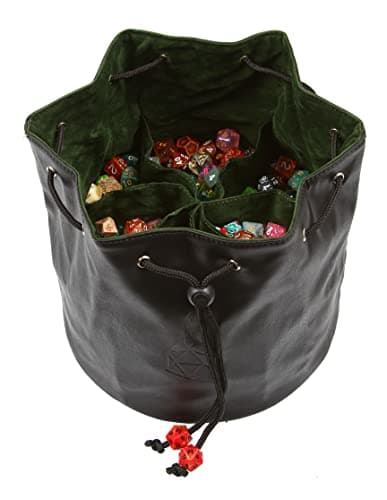 Forged Dice Co. Pouch of The Endless Hoard - 7 Pockets, Holds Over 1,000 Dice - Brown/Green