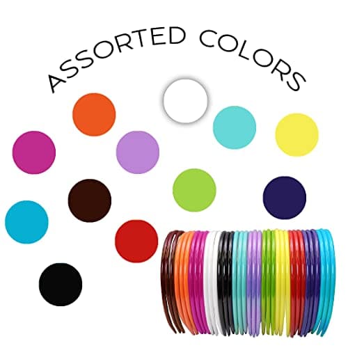 36 Piece Thin Colorful Plastic Headbands for Women