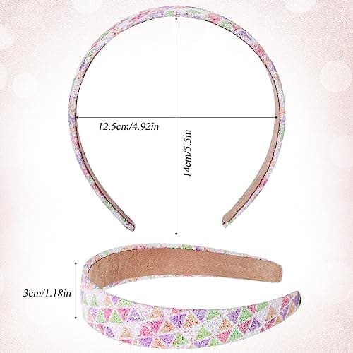 Sparkly Flower Sequin Headbands for Girls, Kids, and Teens, 3 CM Wide, 6 Pack